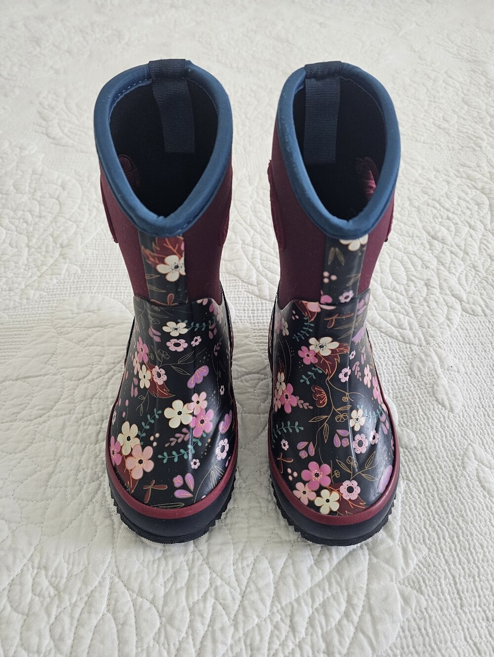 OKAIWEAR Midnight Floral Girls Rain/Snow Boots Size 9